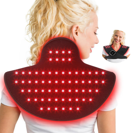 Cordless Red Light Therapy for Neck Shoulder Pain Relief 660nm & 850nm Rechargeable Infrared Light Therapy for Upper Back Neck Shoulders Muscle Joints Relax